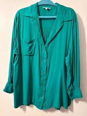 &merci Women's Teal Button-Front Relaxed Shirt 3/$25